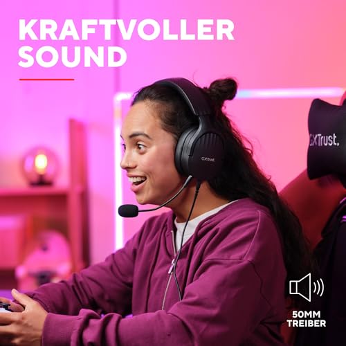 Trust Gaming GXT 489 Fayzo Gaming Headset für PC, PS5, PS4, Xbox Series X|S, Switch, 3,5-mm Klinke, 85% Recyclingkunststoff, Over-Ear Kopfhörer, Mikrofon mit Geräuschunterdrückung - Schwarz Bild 4
