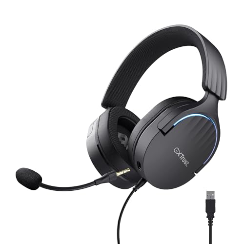 Trust Gaming GXT 490 Fayzo Gaming Headset USB 7.1 Surround Sound, 50mm Treiber, 85% Recyclingkunststoff, Mikrofon mit Geräuschunterdrückung, RGB Over-Ear Kopfhörer für PC PS5 - Schwarz Bild 1