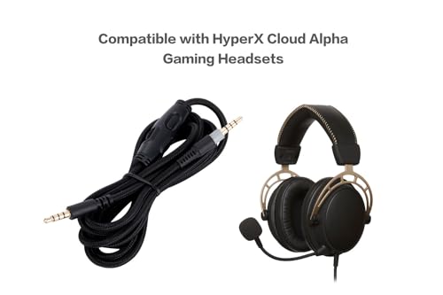 HyperX Cloud Alpha Ersatzkabel, kompatibel mit HyperX Cloud Alpha Gaming-Headset, Inline-Stummschaltung, Lautstärkeregler mit Mikrofon, 1,5 Meter Kopfhörer-Audio-Verlängerungskabel, Schwarz Bild 3