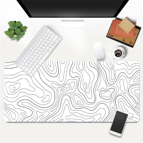Jadin Mauspad XXL Mauspad Gaming 850x390mm, Gaming Mousepad XXL Mousepad Gaming Liquid Design,Gaming Mauspad Groß Vernähte Kanten, rutschfeste Schreibtischunterlage für PC, Verbessert Präzision, Weiß Bild 2
