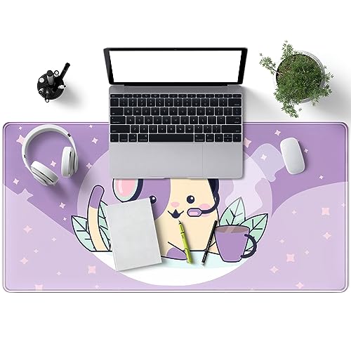 Kawaii Lila Space Cat Schreibtischunterlage Niedliches Anime Erweitertes Mauspad Groß XXL Gaming Schreibtischunterlage Langes Mousepad Tastatur Pad Maus Desktop Matte 80 x 40 cm Niedliches Bild 2