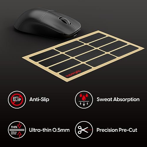 Pulsar Gaming Gears Supergrip vorgeschnittenes universelles 2-Griptape, vorlaminiert, schweißabsorbierend, leistungsstark, universal, rutschfest, Maus-Griptape, ultradünn, 0,5 mm Bild 2