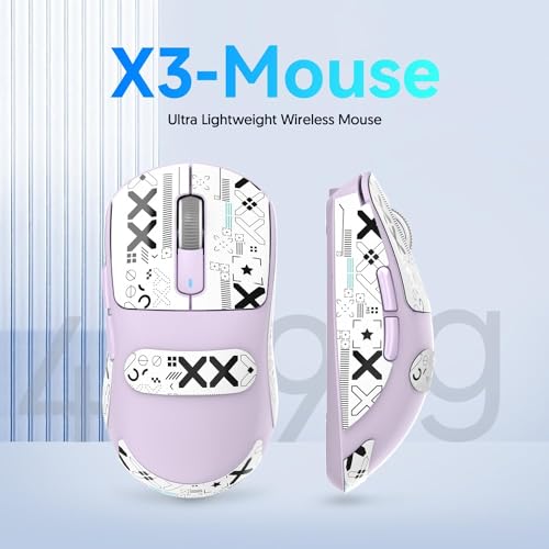 ATTACK SHARK X3 Wireless Gaming Maus, 49g Bluetooth/2.4G/USB-C Ergonomische Computermaus, PAW3395 26K DPI Sensor, 200h Akkulaufzeit, Programmierbare Tasten, Gaming Zubehör für PC/Laptop/Mac Bild 2
