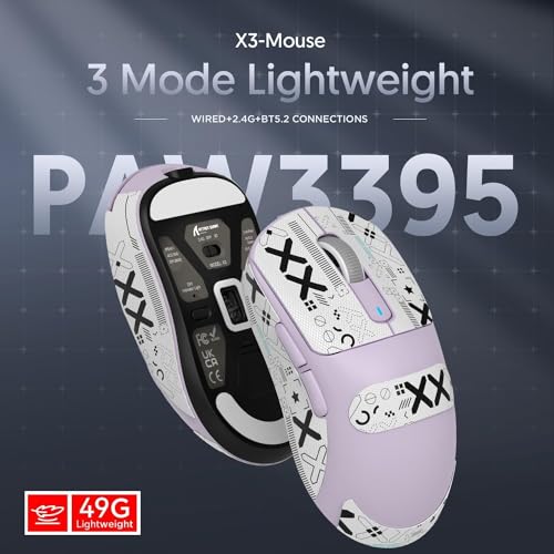 ATTACK SHARK X3 Wireless Gaming Maus, 49g Bluetooth/2.4G/USB-C Ergonomische Computermaus, PAW3395 26K DPI Sensor, 200h Akkulaufzeit, Programmierbare Tasten, Gaming Zubehör für PC/Laptop/Mac Bild 6