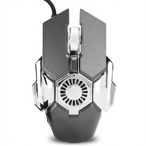 ASHATA Wired Gaming Mouse, Computermaus RGB Gaming 6 Tasten Wired Gamer Mäuse Für Laptop Desktop PC mit Lüfter Für /XP/Vista (Grau) Bild 1