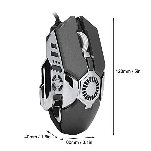 ASHATA Wired Gaming Mouse, Computermaus RGB Gaming 6 Tasten Wired Gamer Mäuse Für Laptop Desktop PC mit Lüfter Für /XP/Vista (Grau) Bild 4