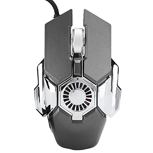 ASHATA Wired Gaming Mouse, Computermaus RGB Gaming 6 Tasten Wired Gamer Mäuse Für Laptop Desktop PC mit Lüfter Für /XP/Vista (Grau) Bild 7