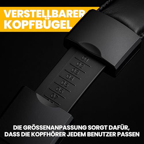 Retoo Gaming Headset mit Mikrofon, Kabelgebundenes Over-Ear Kopfhörer mit 3,5 mm Klinke, Gamer Headset für PS4, PS5, PC, Xbox, Stereo Sound, 20 x 16 x 7 cm, Schwarz-Rot Bild 5