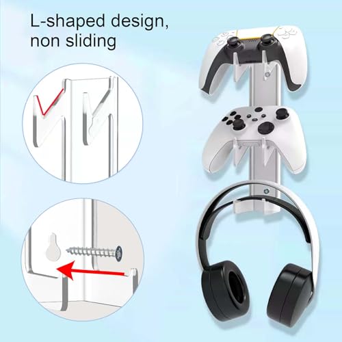 Game Controller Ständer Halter Acryl Kopfhörer Ständer Kopfhörer Aufhänger Universal Kopfhörer Halter 3 Schichten Wandständer Gaming Headset Display Headset Organizer mit Schrauben für alle Bild 5