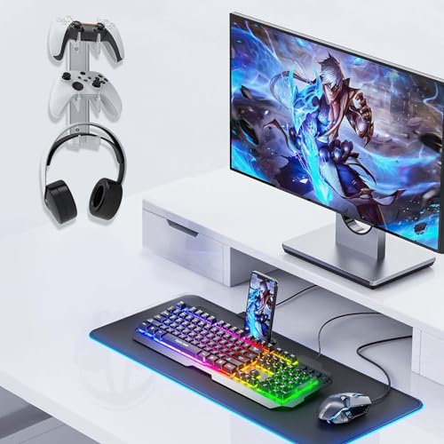 Game Controller Ständer Halter Acryl Kopfhörer Ständer Kopfhörer Aufhänger Universal Kopfhörer Halter 3 Schichten Wandständer Gaming Headset Display Headset Organizer mit Schrauben für alle Bild 6