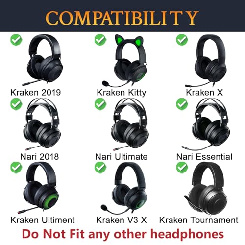 SOULWIT Cooling-Gel Professionelle Ersatz Ohrpolster für Razer Kraken 2019/Tournament Edition/Ultimate/Kitty, Earpads for Nari/Essential/Ultimate, Kraken X/V3 X Headset Bild 3