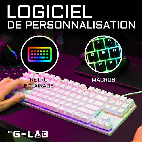 The G-Lab Combo Mercury – Set mit mechanischer Gaming-Tastatur und Maus, programmierbar, mechanisch, Tkl, RGB, Switch Red, Azerty- Gaming-Maus, RGB, 6 Tasten, 7200 DPI [Weiß] Bild 4