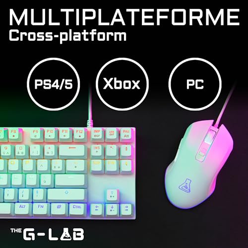 The G-Lab Combo Mercury – Set mit mechanischer Gaming-Tastatur und Maus, programmierbar, mechanisch, Tkl, RGB, Switch Red, Azerty- Gaming-Maus, RGB, 6 Tasten, 7200 DPI [Weiß] Bild 6