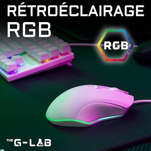 The G-Lab Combo Mercury – Set mit mechanischer Gaming-Tastatur und Maus, programmierbar, mechanisch, Tkl, RGB, Switch Red, Azerty- Gaming-Maus, RGB, 6 Tasten, 7200 DPI [Weiß] Bild 7