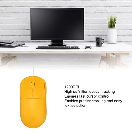 ciciglow Kabelgebundene Gaming-Maus, 1200 DPI, Kabelgebundene USB-Maus, Ergonomische Optische Computermaus für Computer, Notebook, Laptop, Büro, PC, Zuhause, Plug-and-Play (Yellow) Bild 3