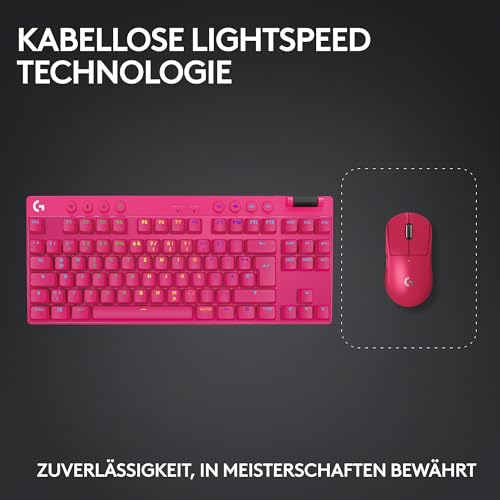 Logitech G PRO X SUPERLIGHT 2 LIGHTSPEED kabellose Gaming-Maus, USB-C-Aufladen, PC & Mac + PRO X TKL LIGHTSPEED kabellose Gaming-Tastatur, ohne Ziffernblock, PBT-Tastenkappen (DEU QWERTZ) - Magenta Bild 6