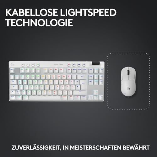 Logitech G PRO X SUPERLIGHT 2 LIGHTSPEED kabellose Gaming-Maus, USB-C-Aufladen, PC & Mac + PRO X TKL LIGHTSPEED kabellose Gaming-Tastatur, ohne Ziffernblock, PBT-Tastenkappen (DEU QWERTZ) - Weiß Bild 6