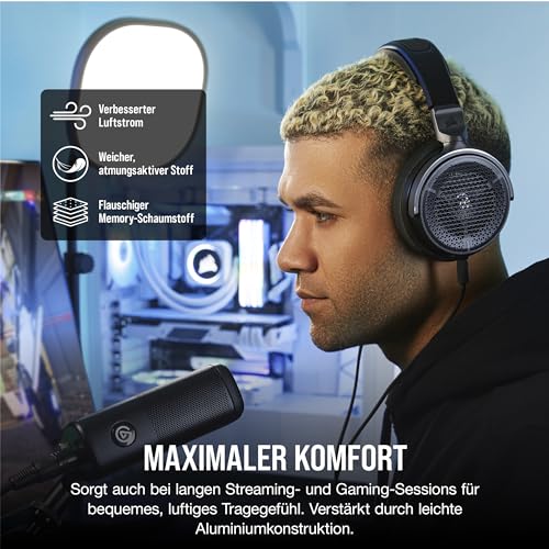 Corsair Virtuoso PRO Kabelgebundenes Open Back Gaming Headset - Abnehmbares Unidirektionales Mikrofon - 50mm Graphene Treiber - 20Hz-40 kHz Frequenzgang - Carbon Bild 6