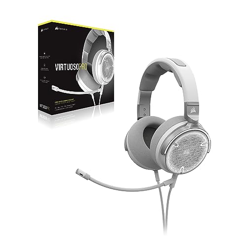 Corsair Virtuoso PRO Gaming-Headset mit offener Rückseite, abnehmbares, unidirektionales Mikrofon, 50 mm Graphen-Treiber, Frequenzgang 20 Hz - 40 kHz, Weiß Bild 7