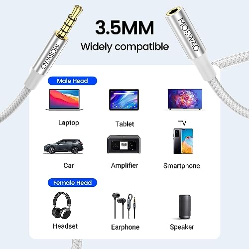 MOSWAG Headset Verlängerungskabel 10 m (die Verlängerung ist ideal für Gaming Headsets oder Headsets mit Mikrofon, TRRS 4-polig, 3,5 mm Stecker auf Buchse) Bild 2