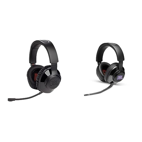 JBL Quantum 350 Over-Ear Gaming Headset & Quantum 400 Over-Ear Gaming Headset – Wired 3,5 mm Klinke und USB – Mit hochklappbarem Boom Mic und QuantumSurround Sound – Schwarz Bild 1