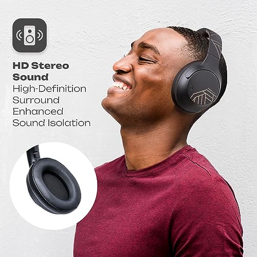 PowerLocus Bluetooth Kopfhörer Over Ear, 50 Std Spielzeit, 4 EQ-Modi, Kopfhörer Kabellos Faltbarer mit Mikrofon, HiFi-Stereo, 90 Grad Drehbar Wireless Headphones für Handy/Reise/Laptop/PC (Schwarz) Bild 6
