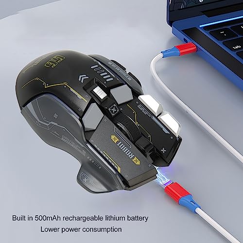 VBESTLIFE Kabellose Gaming-Maus, 2,4 G/kabelgebunden/Bluetooth, 3 Modi, 4000 DPI, RGB, 10 Makroprogrammierbare Tasten, für Windows, für IOS, Android (Schwarz) Bild 2