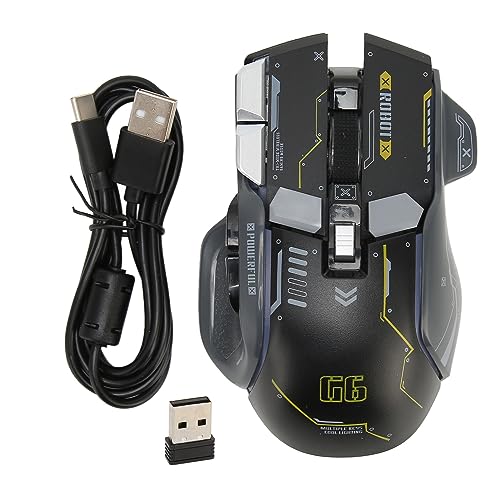 VBESTLIFE Kabellose Gaming-Maus, 2,4 G/kabelgebunden/Bluetooth, 3 Modi, 4000 DPI, RGB, 10 Makroprogrammierbare Tasten, für Windows, für IOS, Android (Schwarz) Bild 7
