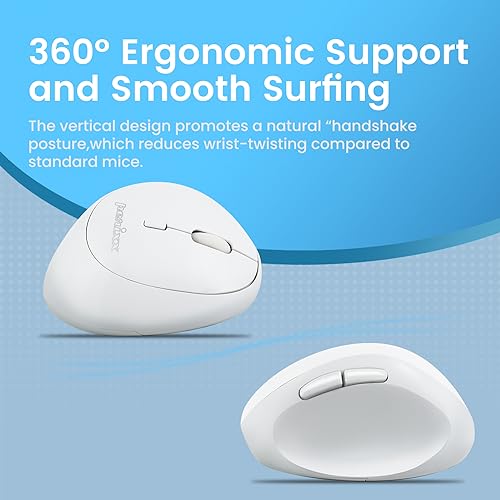 Perixx PERIMICE-719 Ergonomische Maus - Vertikales Design -Extra für kleine Handgrößen und für Unterwegs - Perfekt für Uni und Office - weiß Bild 2