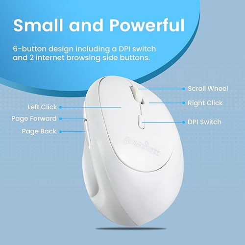 Perixx PERIMICE-719 Ergonomische Maus - Vertikales Design -Extra für kleine Handgrößen und für Unterwegs - Perfekt für Uni und Office - weiß Bild 3