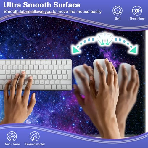 Gaming Mauspad XXL 900 x 400 mm- Mousepad Groß Schreibtischmatte Vernähte Kanten WassXerdicht Anti-Rutsch Desk Mat für PC, MacBook,Laptop Mouse Pad - Verbessert Präzision und Geschwindigkei Bild 3