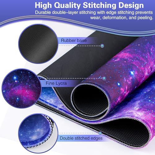 Gaming Mauspad XXL 900 x 400 mm- Mousepad Groß Schreibtischmatte Vernähte Kanten WassXerdicht Anti-Rutsch Desk Mat für PC, MacBook,Laptop Mouse Pad - Verbessert Präzision und Geschwindigkei Bild 4
