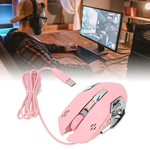 Annadue RGB Gaming Maus, Optische USB Computermaus Kabelgebundene Gaming Maus mit 4 Einstellbaren DPI Bis zu 3600, Leise Ergonomische Gamer Maus für Windows 7/8/10/XP (Rosa) Bild 5