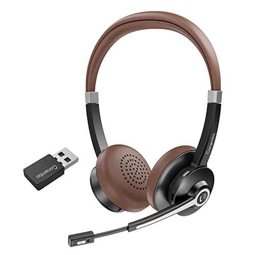 Conambo Headset mit Mikrofon, Kabellos Bluetooth Headset mit Mikrofon mit HD Stereo Sound für Laptop/PC/Mac, Headset Bluetooth 5.0 mit USB-A Dongle mit DSP Geräuschunterdrückun Bild 1