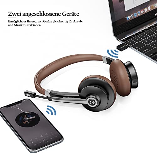 Conambo Headset mit Mikrofon, Kabellos Bluetooth Headset mit Mikrofon mit HD Stereo Sound für Laptop/PC/Mac, Headset Bluetooth 5.0 mit USB-A Dongle mit DSP Geräuschunterdrückun Bild 2