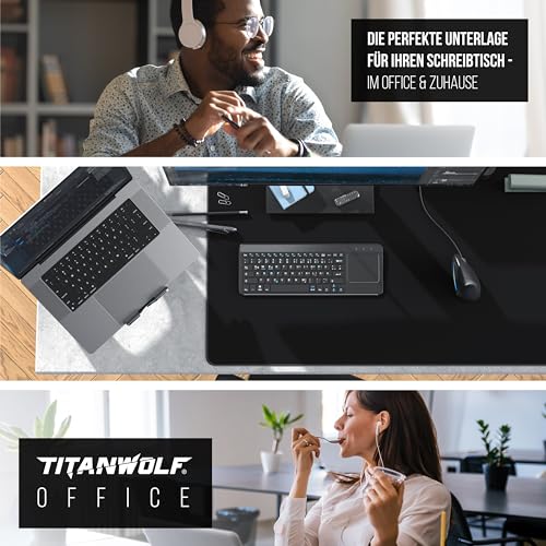 Titanwolf Übergröße Mauspad 1200x600mm, XXXL Mousepad Home und Office Schreibtischunterlage Groß, Tastatur und Maus Unterlage Schreibtisch 120x60 cm - Schwarz Bild 4
