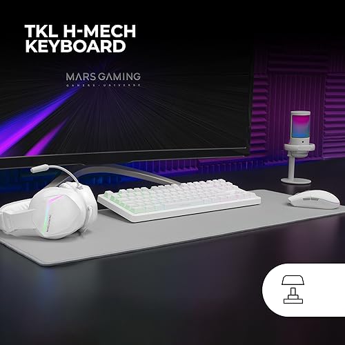 Mars Gaming MCP-RGB3 Pack RGB Tastatur Fixed, Maus Flow 3200 DPI, Over-Ear Kopfhörer, XXL Matte, spanische Sprache, Weiß Bild 2