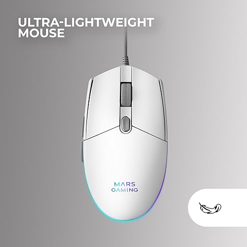 Mars Gaming MCP-RGB3 Pack RGB Tastatur Fixed, Maus Flow 3200 DPI, Over-Ear Kopfhörer, XXL Matte, spanische Sprache, Weiß Bild 3