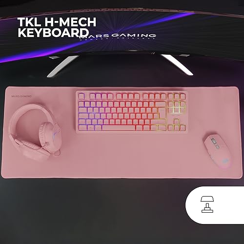Mars Gaming MCP-RGB3, Spanisch, Spieler Set Feste RGB Tastatur + Gaming Maus Flow 3200 DPI + Headset + Mauspad XXL, Pink Bild 2