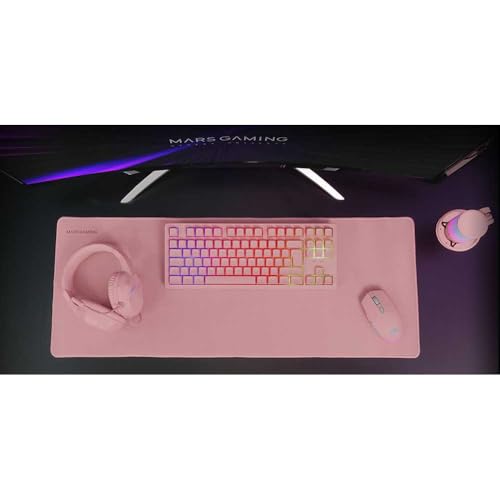 MARSGAMING RGB, MCP Gaming-Tastatur Fixed + Gaming-Maus Flow 3200 DPI + Over-Ear Headset + XXL Mousepad, Pink, Portugiesisch Sprache Bild 2