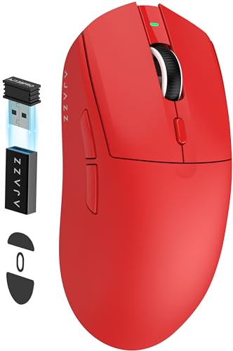 AJAZZ AJ139 PRO X SUPERLIGHT Kabellose Gaming-Maus,Ultraleicht(59g),Pixart PAW3395 Optischer Sensor,26000 DPI,2.4GHz/USB C Verkabelt,6 Programmierbare Tasten,200 Stunden Akkulaufzeit,für PC/MAC –Rote Bild 1