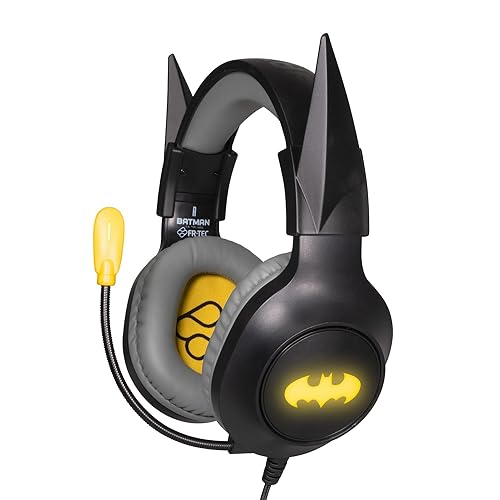 FRTEC - Gaming-Headset Batman mit abnehmbaren dunklen Ritterohren, Kabel und RGB-LED-Licht, für PlayStation 5, PS4, Xbox Series X/S, Xbox One, Nintendo Switch, PC, Mac Bild 1