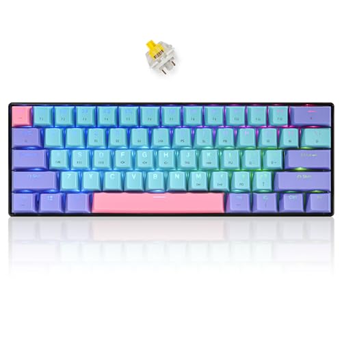 SOLIDEE 60% mechanische Gaming-Tastatur Wired/Bluetooth 5.0 Dual-Mode-Tastatur,RGB LED-Backstreuit Tastaturen,61 Tasten hot swap mit linearem Gateron Yellow Switch für Window PC(61 Joker/Yellow) Bild 1