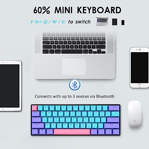 SOLIDEE 60% mechanische Gaming-Tastatur Wired/Bluetooth 5.0 Dual-Mode-Tastatur,RGB LED-Backstreuit Tastaturen,61 Tasten hot swap mit linearem Gateron Yellow Switch für Window PC(61 Joker/Yellow) Bild 3