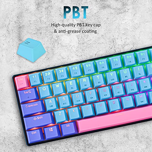 SOLIDEE 60% mechanische Gaming-Tastatur Wired/Bluetooth 5.0 Dual-Mode-Tastatur,RGB LED-Backstreuit Tastaturen,61 Tasten hot swap mit linearem Gateron Yellow Switch für Window PC(61 Joker/Yellow) Bild 6