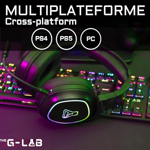 THE G-LAB - Korp Promethium - Wireless Gaming Headset für PS4/PS5/PC - Kabelloses Gamer-Headset mit geringer Latenz - RGB-Hintergrundbeleuchtung - Hochwertiger Stereo-Sound Gaming Headset - Neu Bild 3