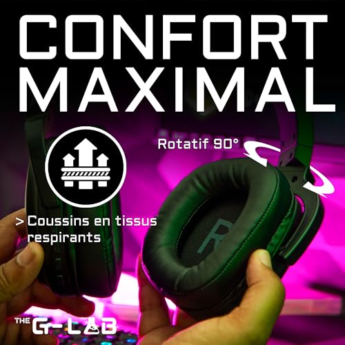 THE G-LAB - Korp Promethium - Wireless Gaming Headset für PS4/PS5/PC - Kabelloses Gamer-Headset mit geringer Latenz - RGB-Hintergrundbeleuchtung - Hochwertiger Stereo-Sound Gaming Headset - Neu Bild 5