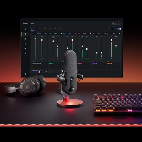 SteelSeries Alias USB-Mikrofon für PC – 3 Mal größere Kapsel fürs Gaming, Streaming und Podcasting – KI-gestützte Geräuschunterdrückung – LED-Stummschalttaste + Pegelüberwachung – Stoßdämpfer Bild 2