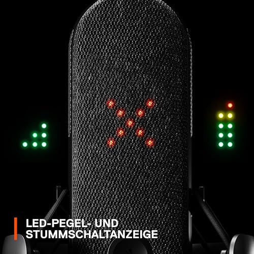 SteelSeries Alias USB-Mikrofon für PC – 3 Mal größere Kapsel fürs Gaming, Streaming und Podcasting – KI-gestützte Geräuschunterdrückung – LED-Stummschalttaste + Pegelüberwachung – Stoßdämpfer Bild 6
