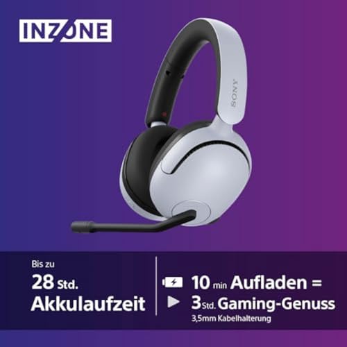 Sony INZONE H5 - Wireless Gaming Headset, 360 Spatial Sound für Gaming, komfortabler Sitz, 28 Std. Akkulaufzeit, geringe Latenz, Mikrofon mit AI, PC & PS5 kompatibel - Weiß Bild 5